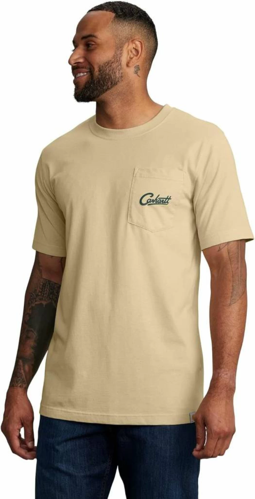 Carhartt Men's Relaxed Fit Short-Sleeve T-Shirt with Pocket and Dog Graphic - Lightweight Casual Tee