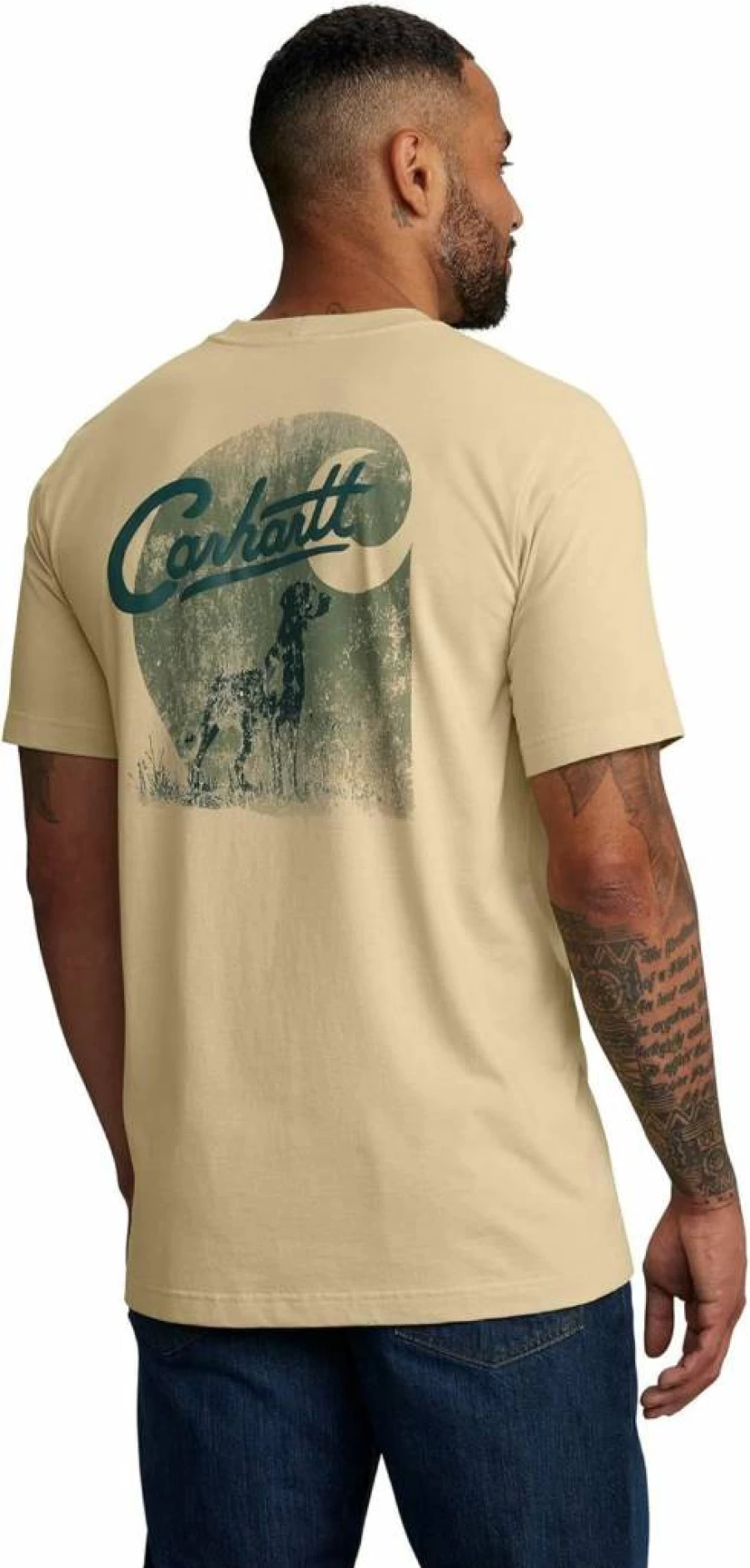 Carhartt Men's Relaxed Fit Short-Sleeve T-Shirt with Pocket and Dog Graphic - Lightweight Casual Tee