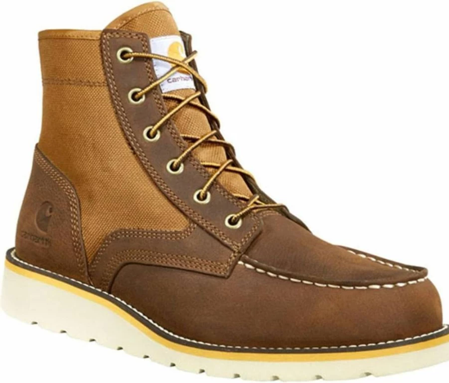 Carhartt Men's Fw6035 Moc Toe Wedge Work Boot - Durable Leather Construction for Safety and Comfort