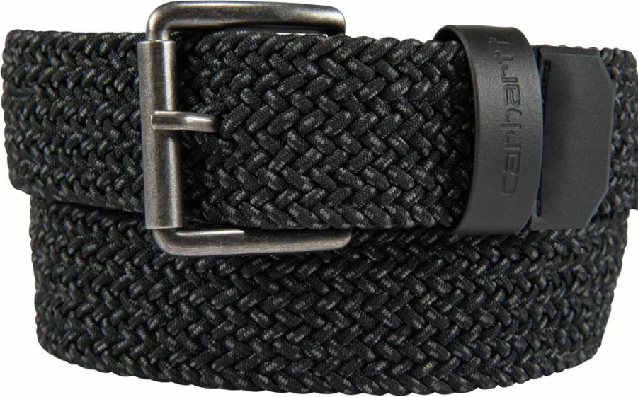 Carhartt Men's Rugged Flex Nylon Braided Belt - Durable Adjustable Black Strap for Work & Casual - Large Size