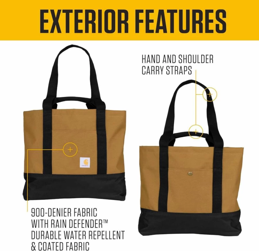 Carhartt Durable Waterproof Tote Bag with Handles & Shoulder Strap for Men & Women