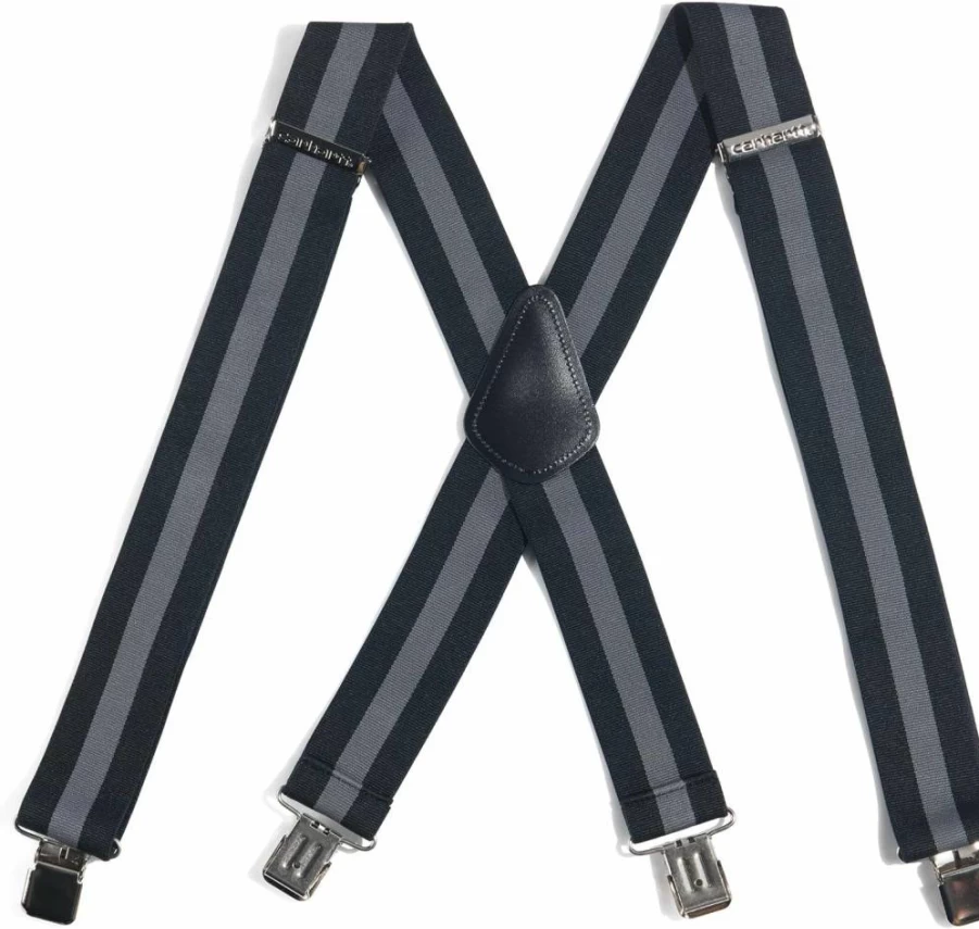 Carhartt Men's Rugged Flex Elastic Two-Tone Suspenders - Adjustable Black Work Suspenders - Durable Comfort Fit for All Sizes