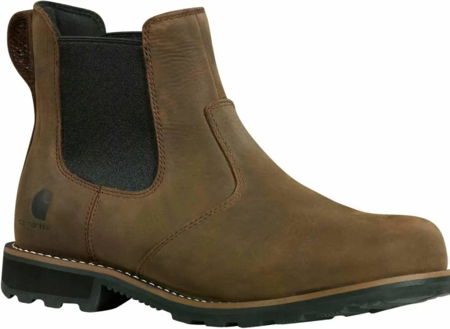 Carhartt Men's Waterproof Soft Toe Chelsea Work Boot - Frontier Collection Slip Resistant Durable Leather