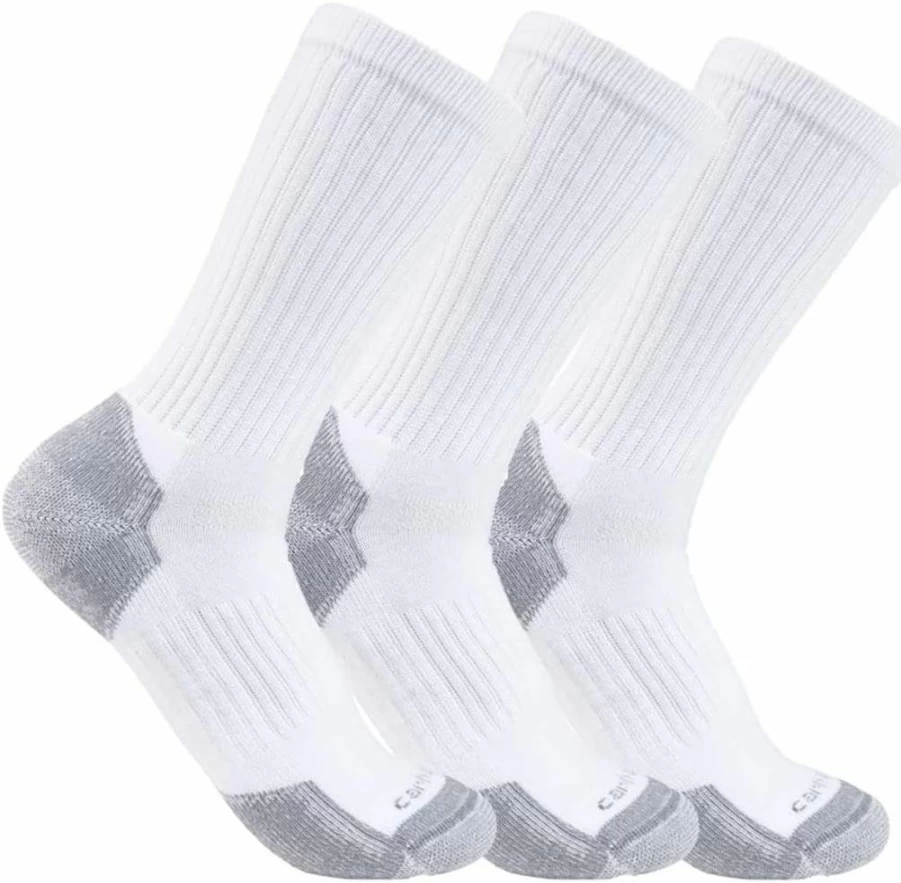 Carhartt Men's Sc6203M Midweight Cotton Crew Socks 3-Pack - Durable Work Socks for Men