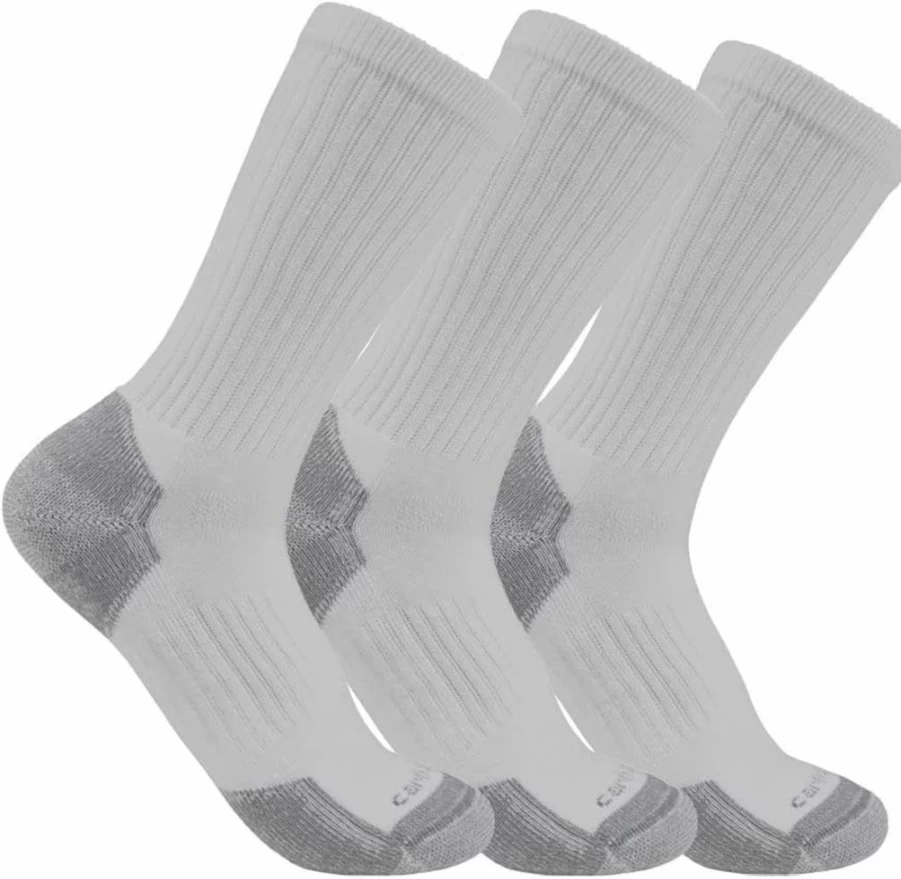 Carhartt Men's Sc6203M Midweight Cotton Crew Socks 3-Pack - Durable Work Socks for Men