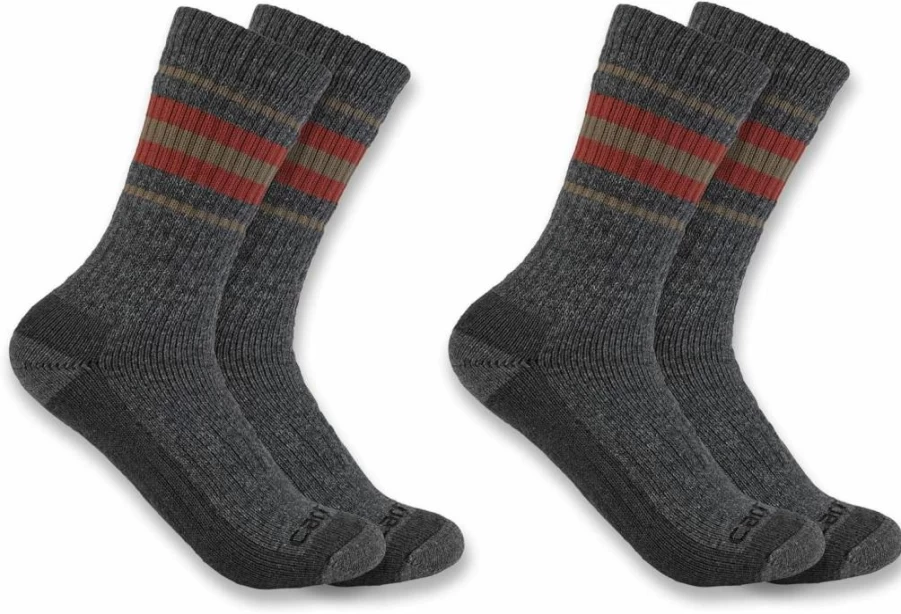 Carhartt Women's Heavyweight Synthetic-Wool Blend Crew Socks 2-Pack - Durable Work Socks for Women