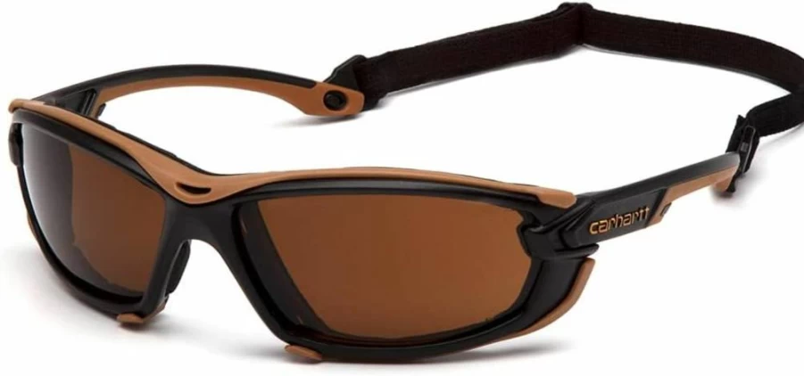 Carhartt CHB1018Dtmp Toccoa Sandstone Bronze Safety Glasses with Anti-Fog Lens, Black/Tan, One Size Fits All