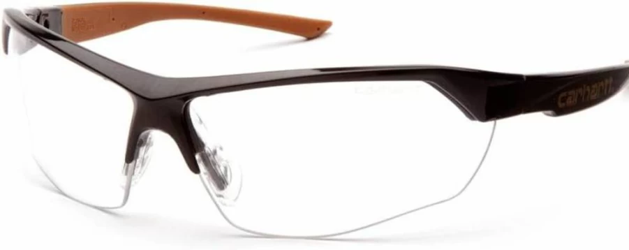 Carhartt CHB1110DT Braswell Safety Glasses with Anti-Fog Clear Lens, Black Frame for Eye Protection