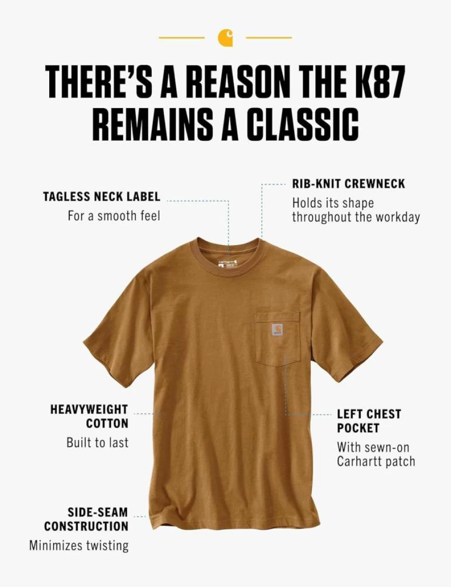 Carhartt Men's Heavyweight Short-Sleeve Pocket T-Shirt - Loose Fit, Big & Tall Sizes Available