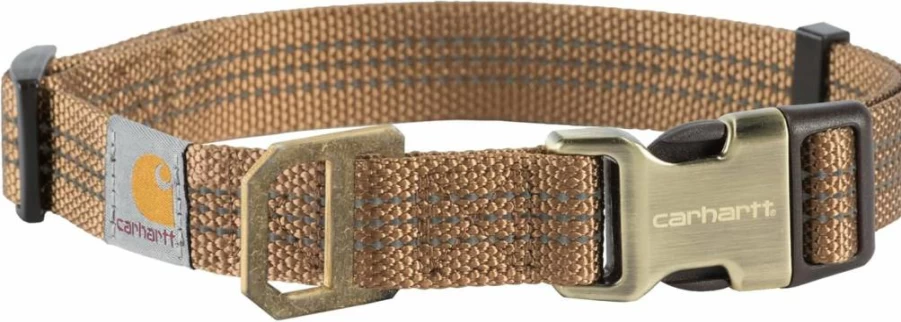 Carhartt Dog Collar Adjustable Reflective Stitching Large Blanket Stripe Pet Safety Webbing Collar