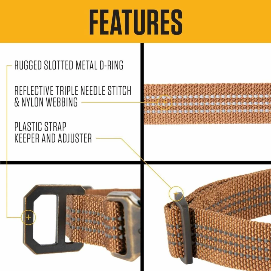 Carhartt Dog Collar Adjustable Reflective Stitching Large Blanket Stripe Pet Safety Webbing Collar