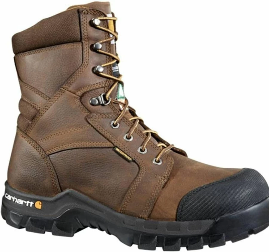 Carhartt CMF8389 8-Inch Waterproof Insulated Work Boot Brown Rugged Flex Safety Footwear
