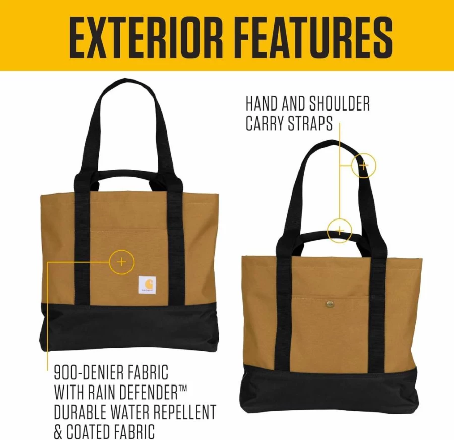 Carhartt Durable Waterproof Tote Bag with Handles & Shoulder Strap for Men & Women