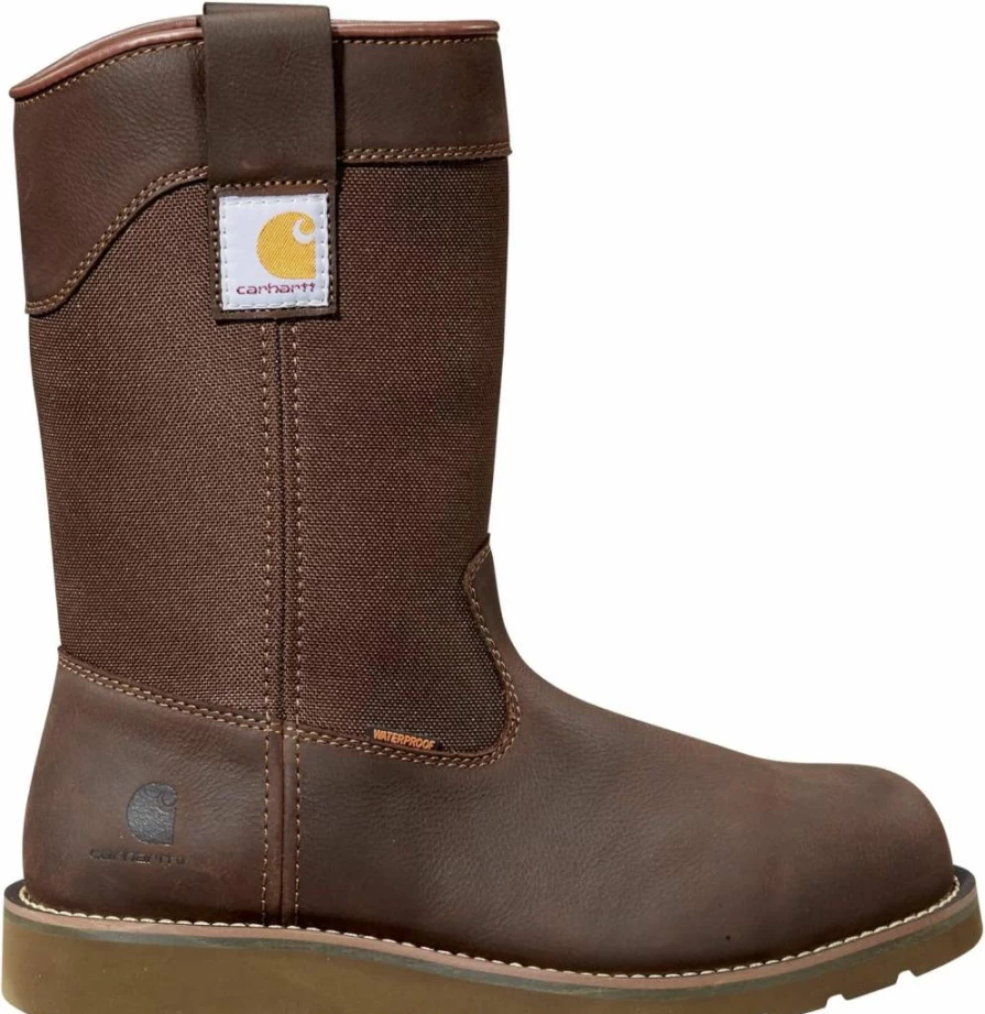 Carhartt Men's 10-Inch Waterproof Steel Toe Work Boots - Wellington Wedge Construction for Durability & Safety