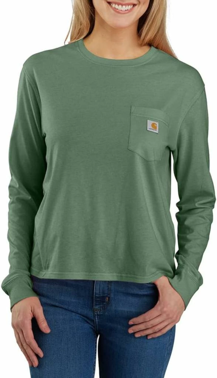 Carhartt Women's Loose Fit Long-Sleeve Pocket T-Shirt - Soft Tencel Blend Casual Top