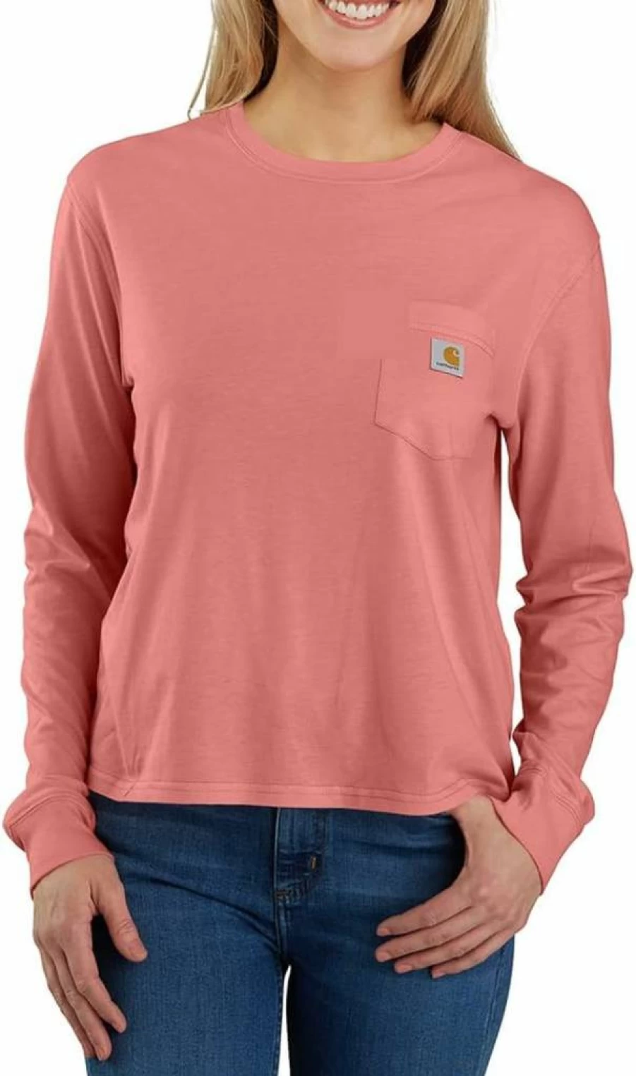 Carhartt Women's Loose Fit Long-Sleeve Pocket T-Shirt - Soft Tencel Blend Casual Top