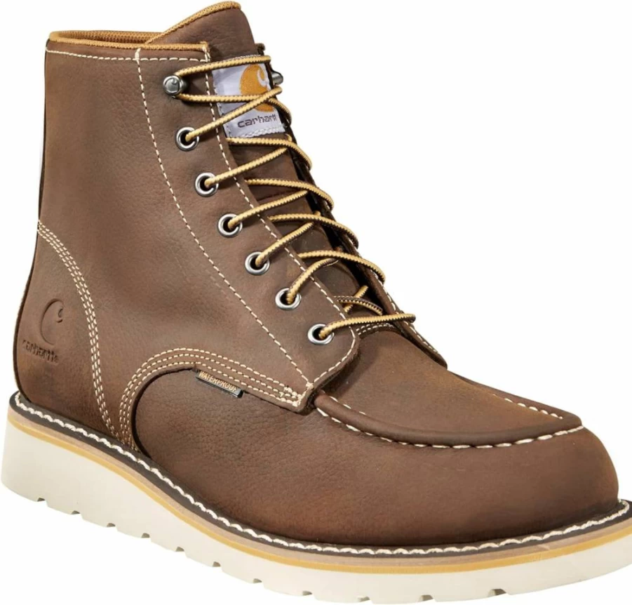 Carhartt Men's 6-Inch Steel Toe Waterproof Work Boots Moc Toe Wedge Sole for Safety and Durability