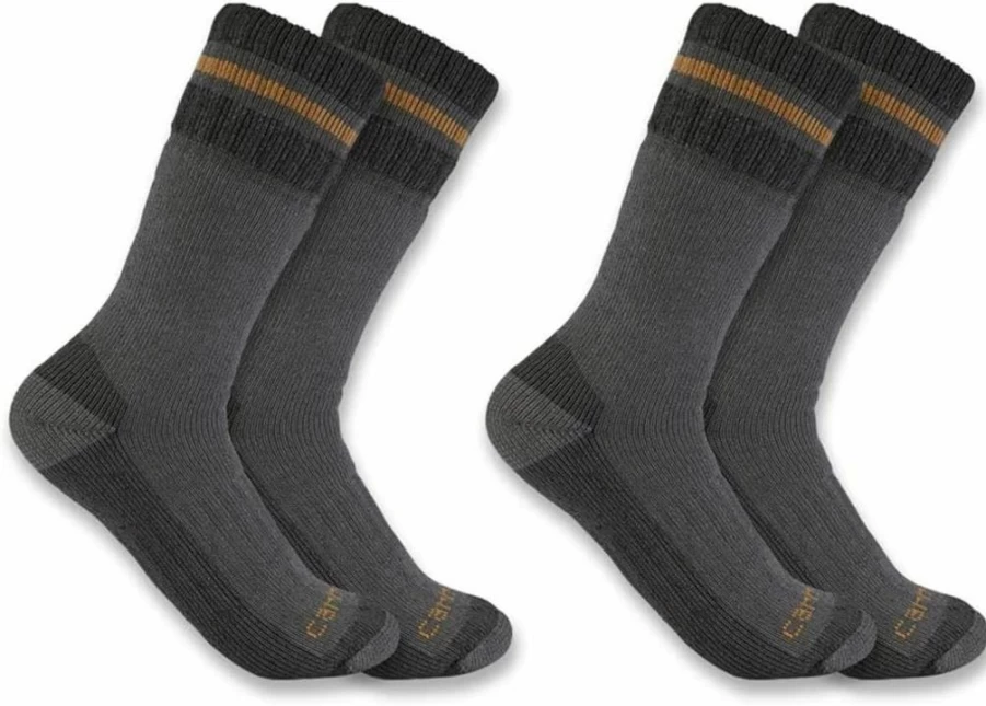 Carhartt Men's Heavyweight Boot Socks 2-Pack, Synthetic-Wool Blend for Durability & Warmth