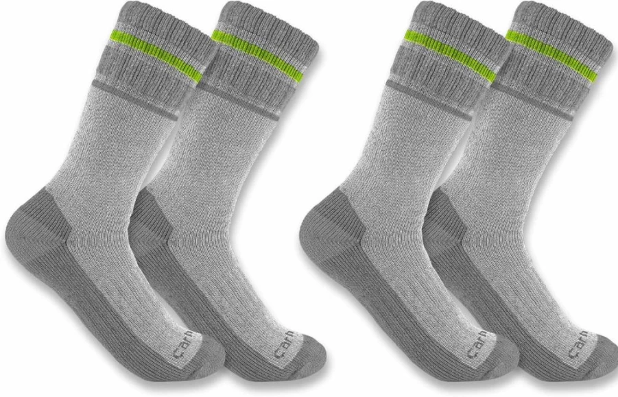 Carhartt Men's Heavyweight Boot Socks 2-Pack, Synthetic-Wool Blend for Durability & Warmth