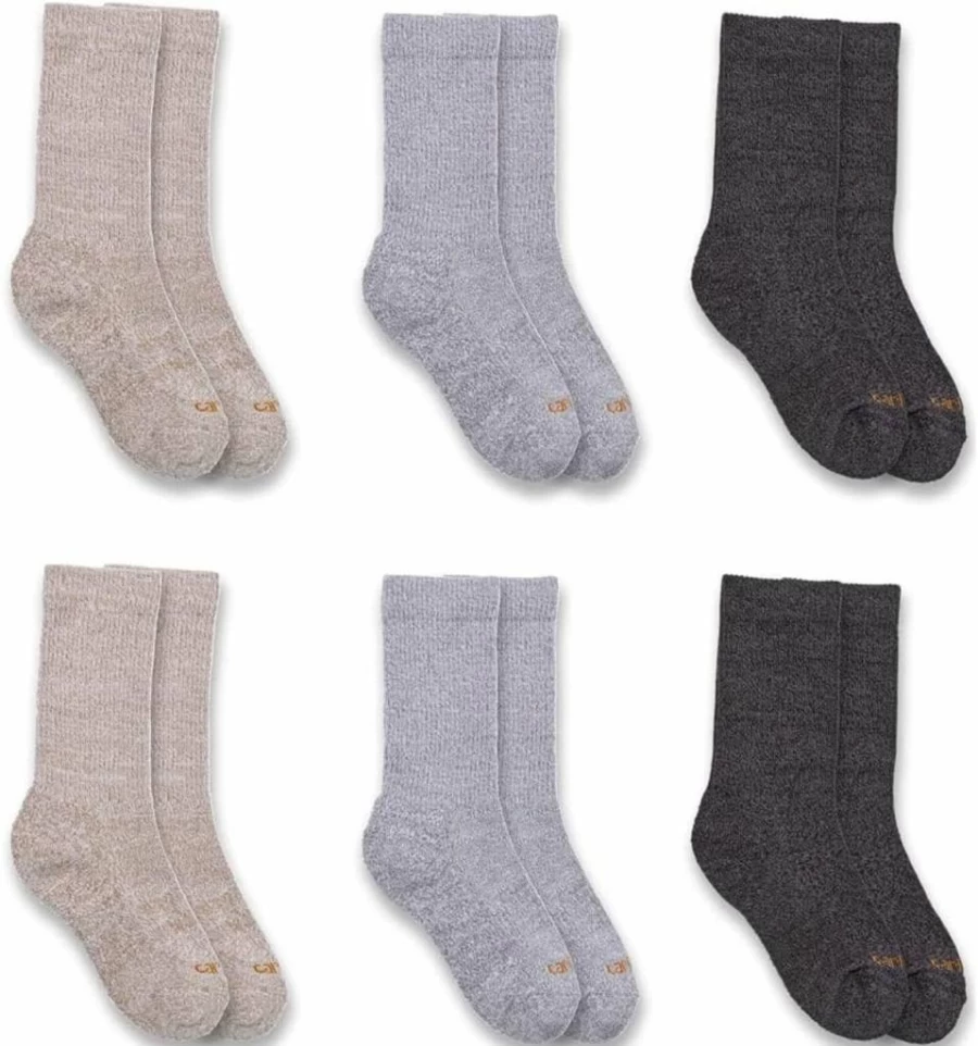 Carhartt Boys' 6-Pack Lightweight Crew Socks for Everyday Comfort & Durability