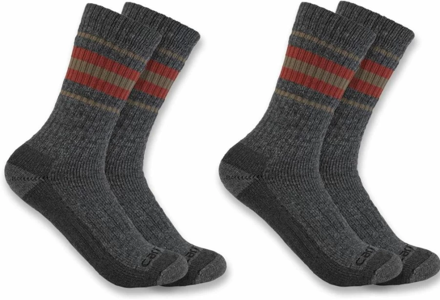 Carhartt Women's Heavyweight Wool Blend Crew Socks 2-Pack - Durable Work Socks for Women