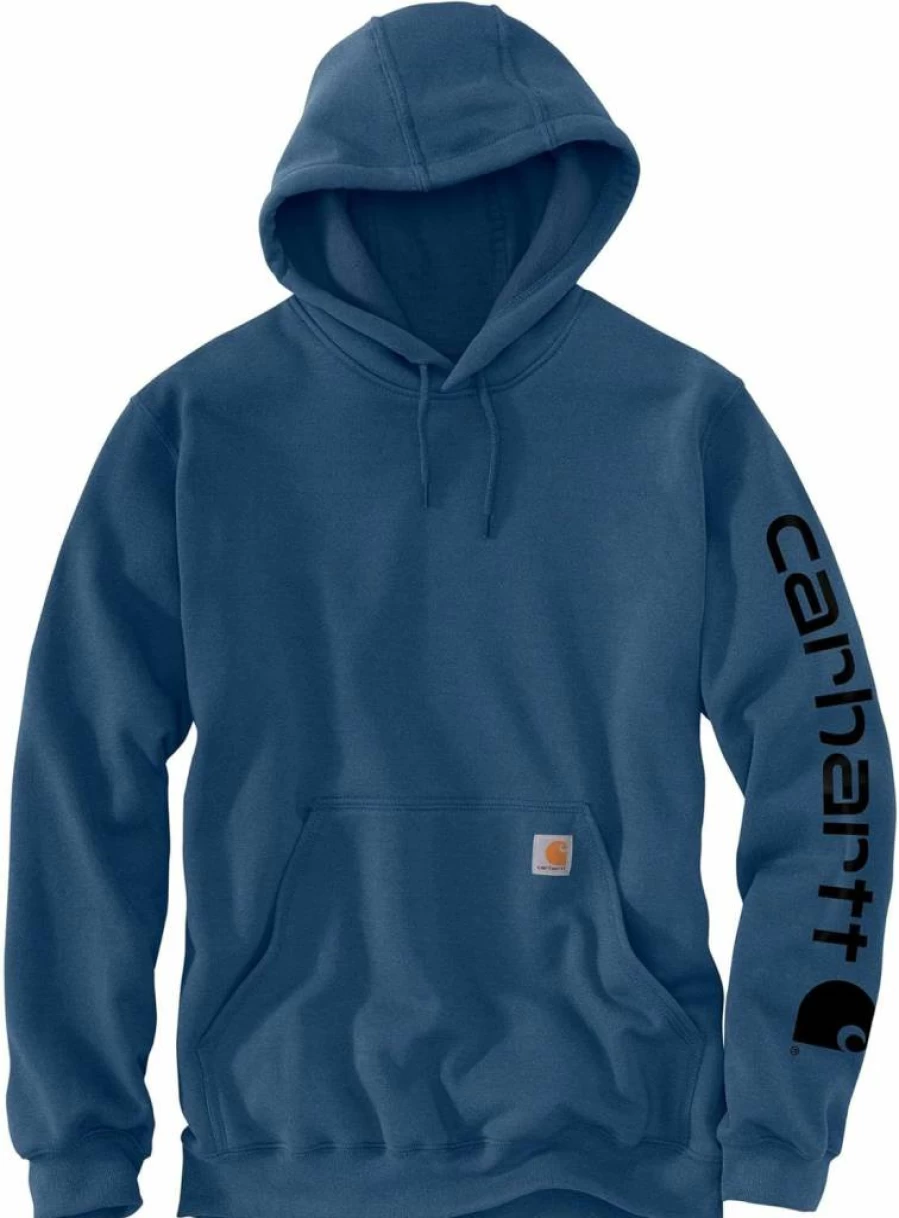 Carhartt Men's Midweight Hooded Sweatshirt with Signature Sleeve Logo - Durable Cotton Blend Pullover for Work & Casual Wear