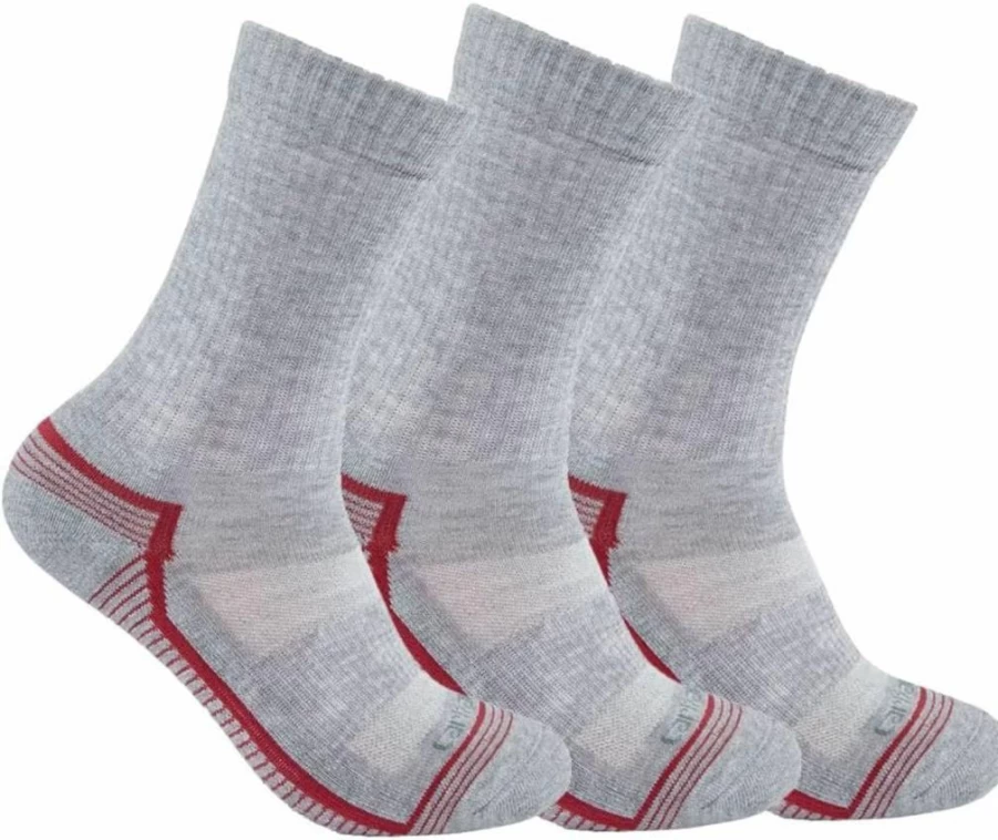 Carhartt Women's Force Midweight Crew Socks 3-Pack - Durable Work Socks for Women
