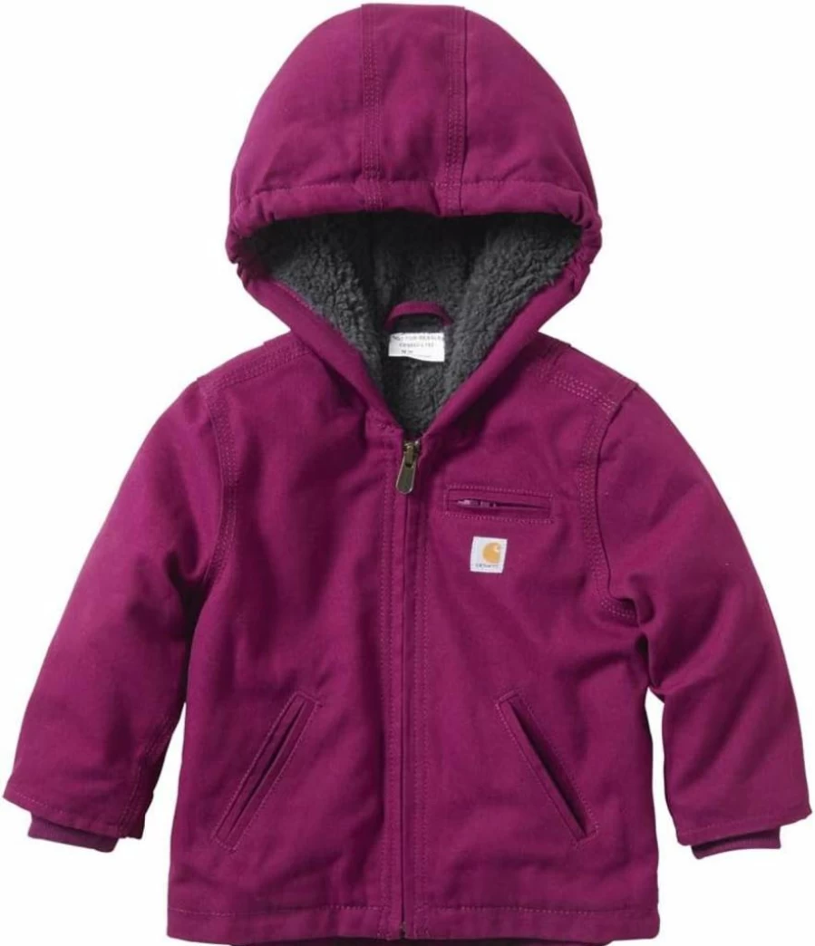 Carhartt Girls' Insulated Canvas Hooded Jacket - Durable Winter Coat for Kids CP9547