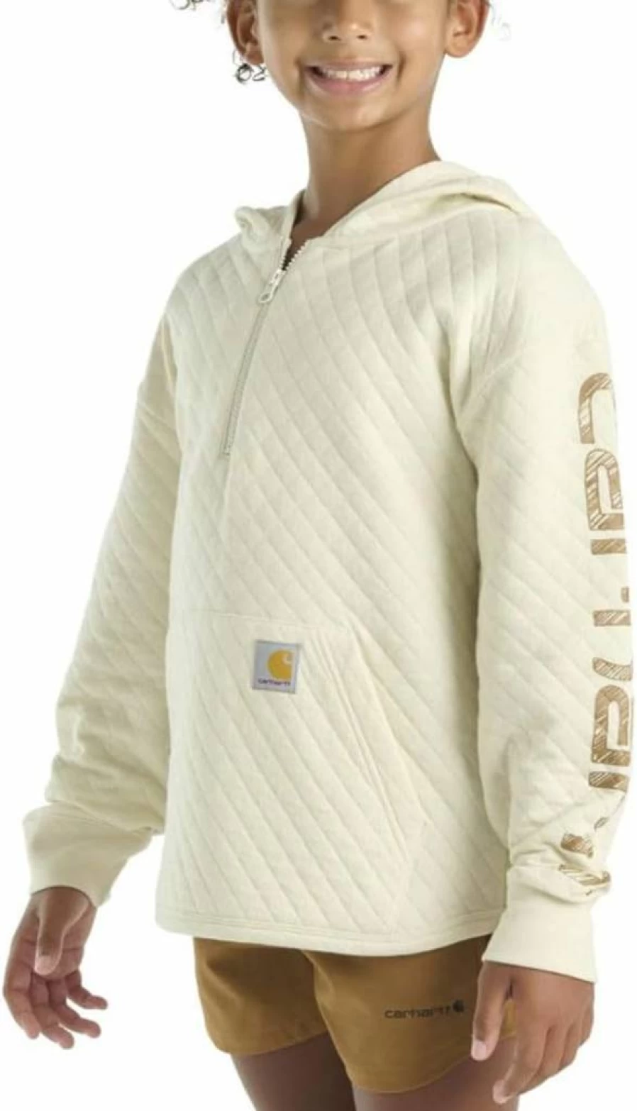 Carhartt Girls' Long-Sleeve Quilted Half-Zip Sweatshirt - Ca7108 Jersey Pullover for Kids