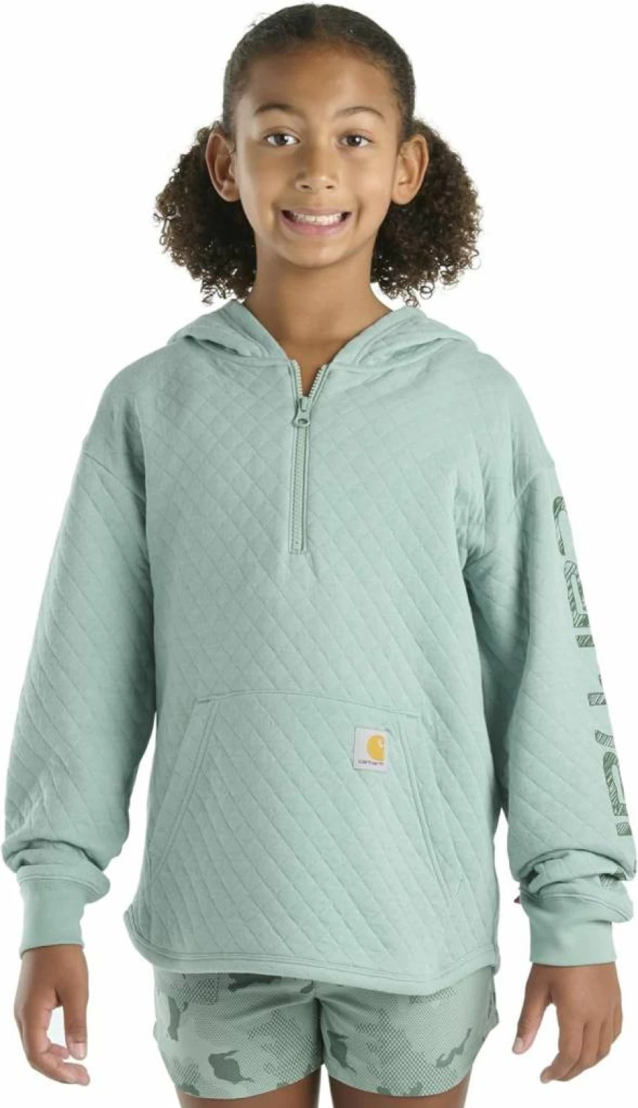 Carhartt Girls' Long-Sleeve Quilted Half-Zip Sweatshirt - Ca7108 Jersey Pullover for Kids