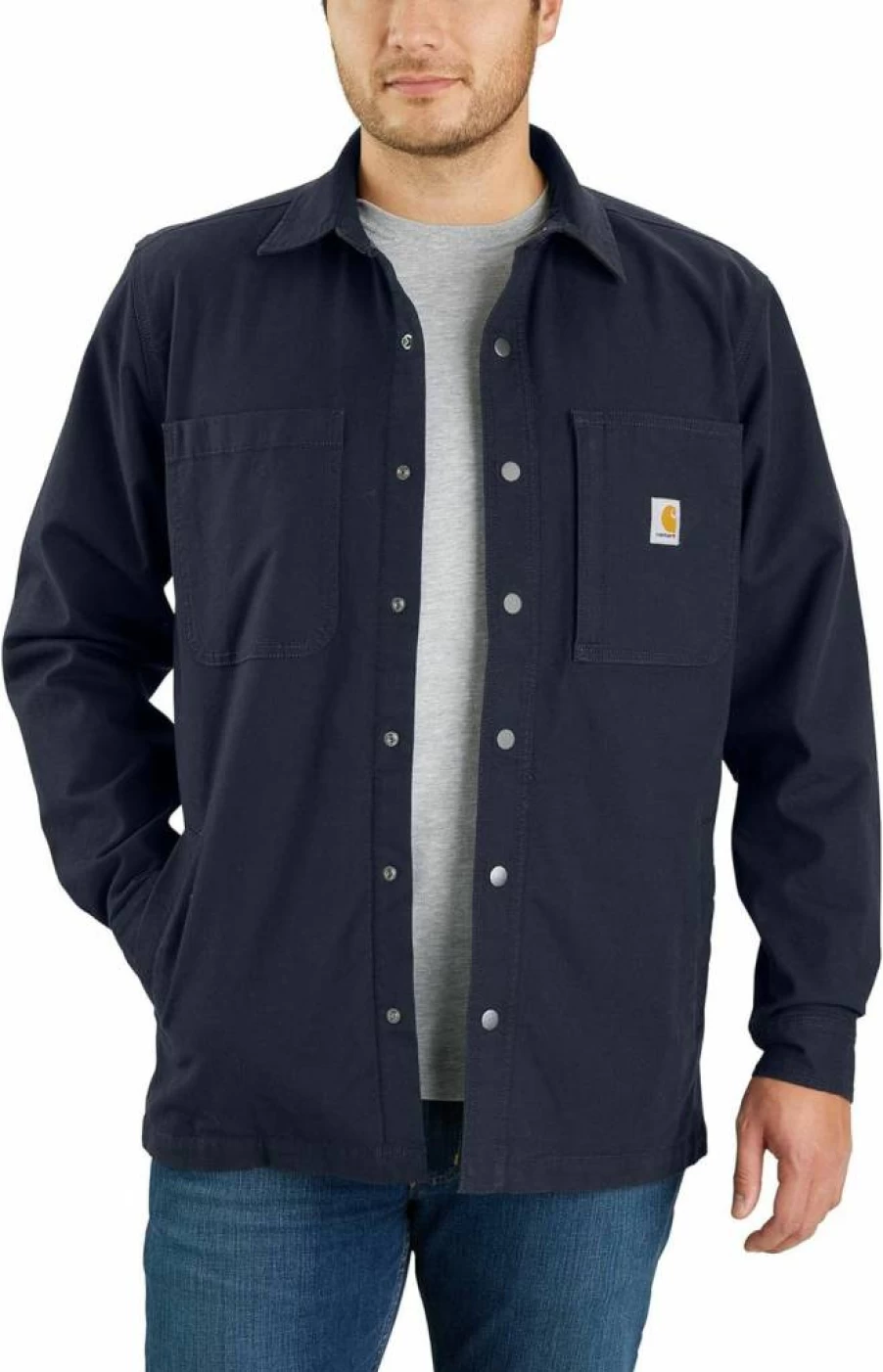 Carhartt Men's Rugged Flex Relaxed Fit Fleece-Lined Canvas Work Shirt with Snap Front