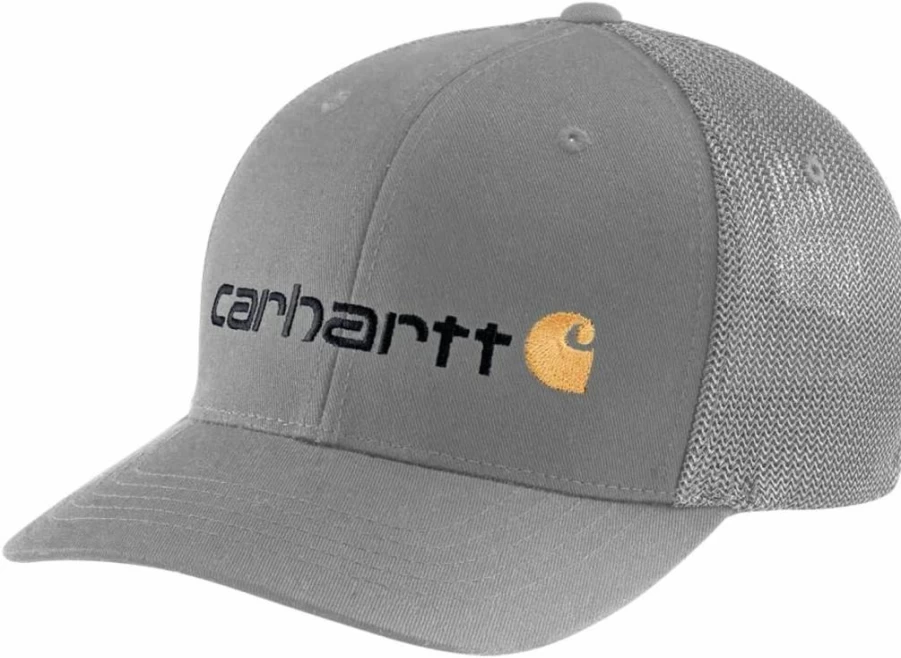 Carhartt Men's Rugged Flex Canvas Cap with Mesh Back and Logo Graphic - Adjustable Fitted Design