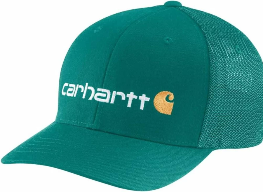 Carhartt Men's Rugged Flex Canvas Cap with Mesh Back and Logo Graphic - Adjustable Fitted Design