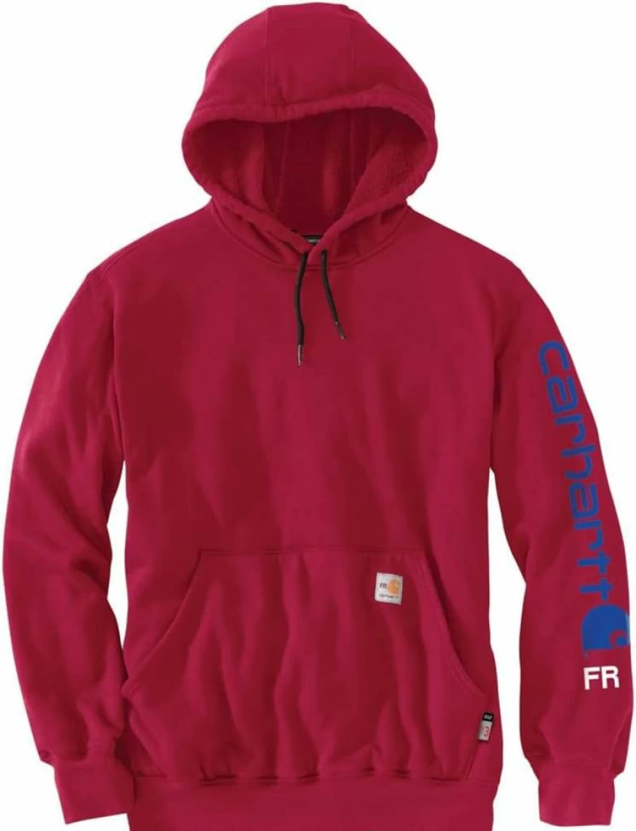 Carhartt Men's Flame-Resistant Force Midweight Hooded Sweatshirt with Sleeve Logo - Durable Workwear Hoodie