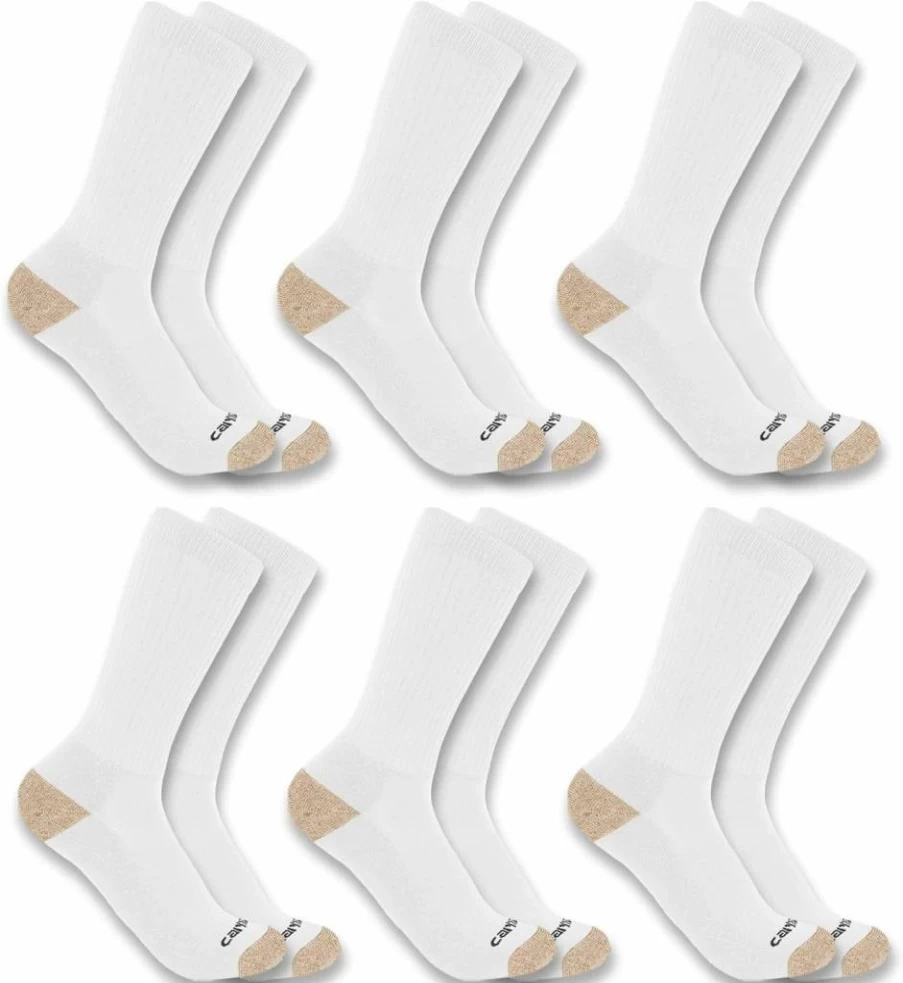 Carhartt Men's SC1156M 6-Pack Midweight Crew Socks for Work & Casual Wear