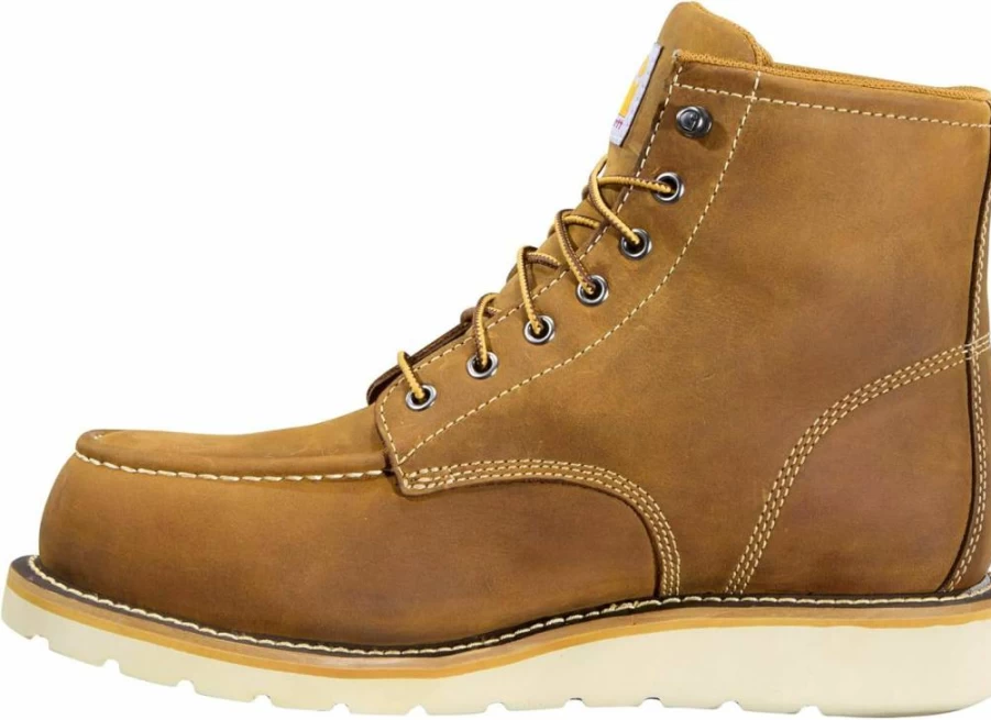 Carhartt Men's 6-Inch Waterproof Moc Toe Work Boot Fw6425M - Slip-Resistant Wedge Sole, Durable Leather Construction