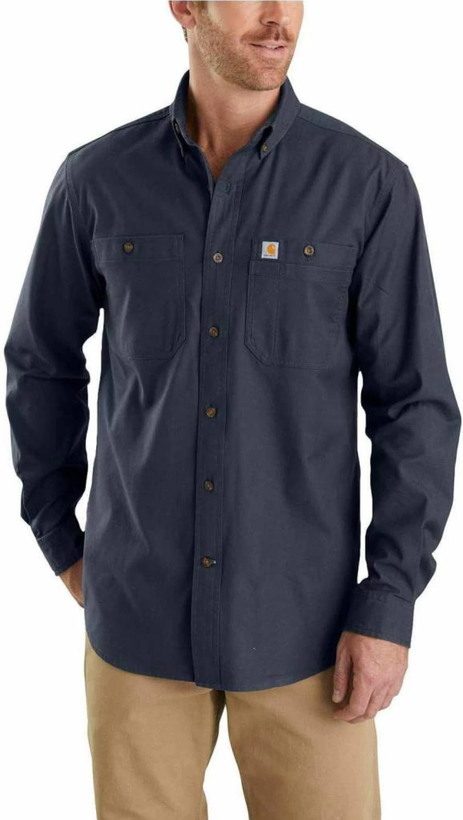 Carhartt Men's Rugged Flex Relaxed Fit Long Sleeve Canvas Work Shirt - Durable Midweight Casual Wear