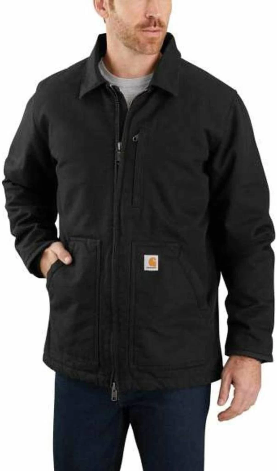 Carhartt Men's Sherpa-Lined Washed Duck Work Jacket - Durable Winter Coat for Men