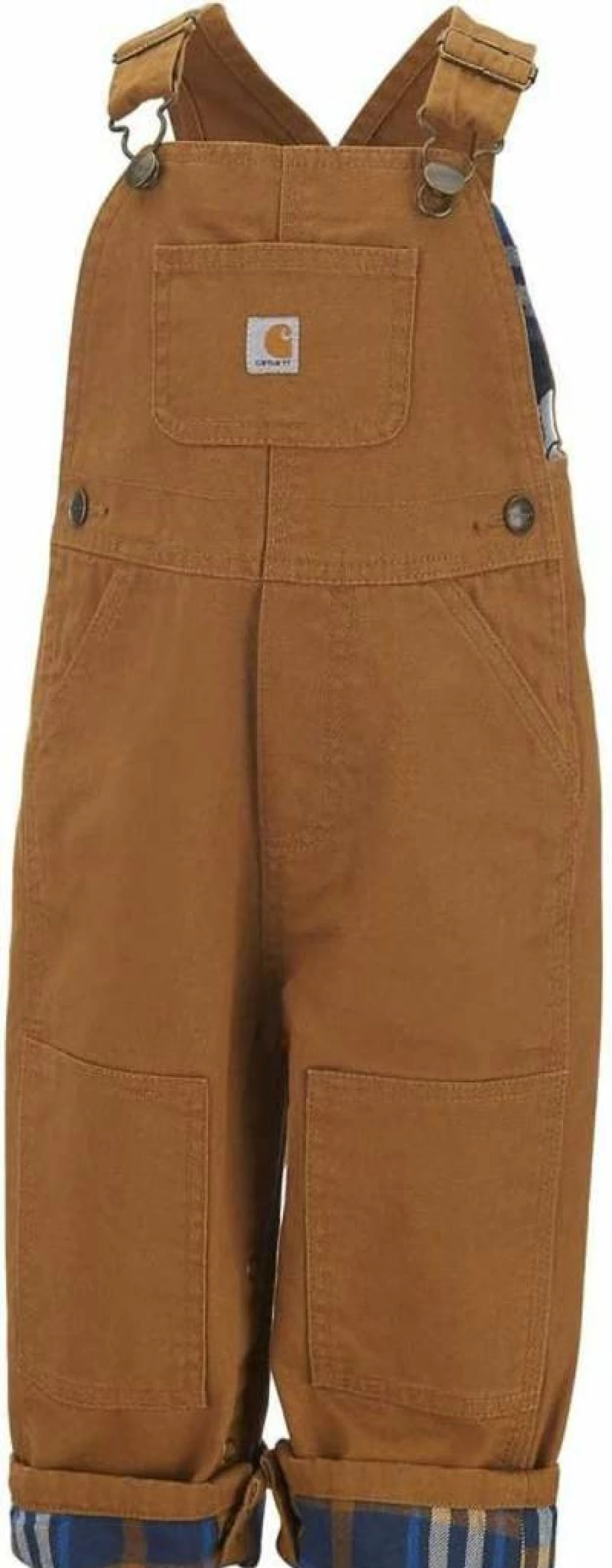 Carhartt Boys' Flannel-Lined Washed Canvas Bib Overalls for Toddlers & Babies