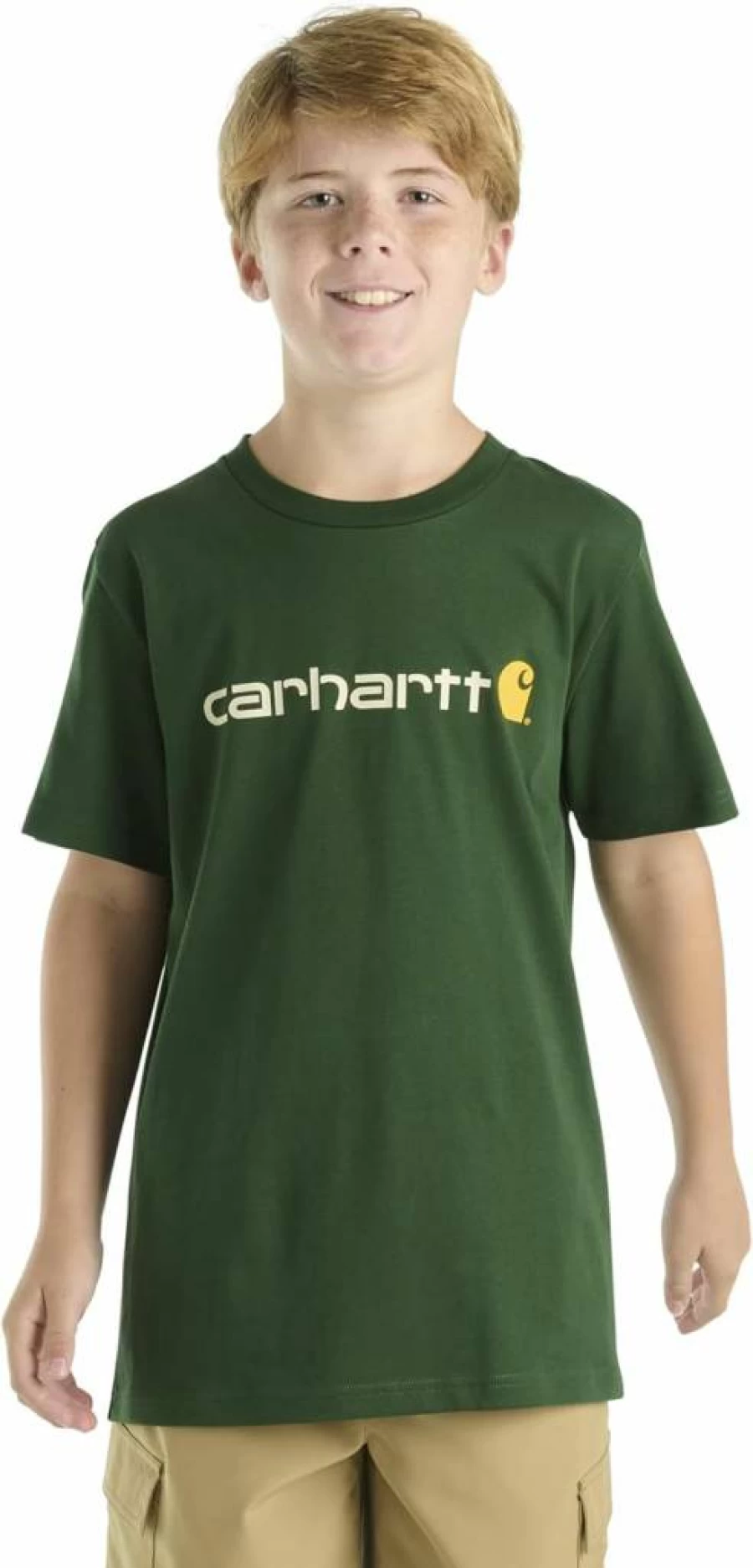 Carhartt Boys' Short-Sleeve Logo T-Shirt - Ca6156 Kids' Casual Tee