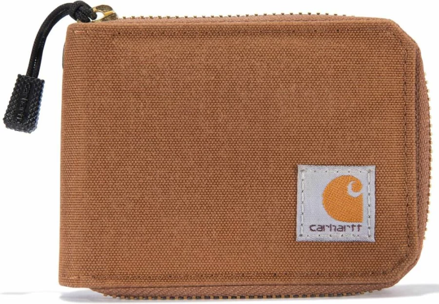 Carhartt Men's Black Nylon Duck Zipper Wallet - Durable Bifold with Secure Zip Closure - One Size Fits All