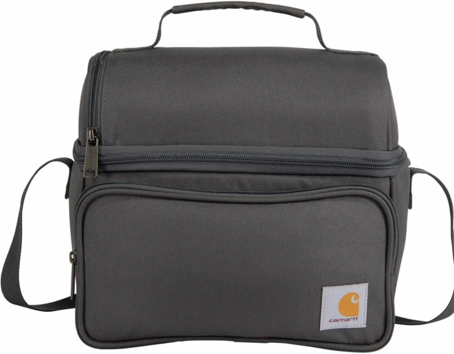 Carhartt Black Insulated Lunch Cooler Bag with Rain Defender DWR Coating - 12 Can Capacity, Two Compartment, Synthetic Lining, One Size