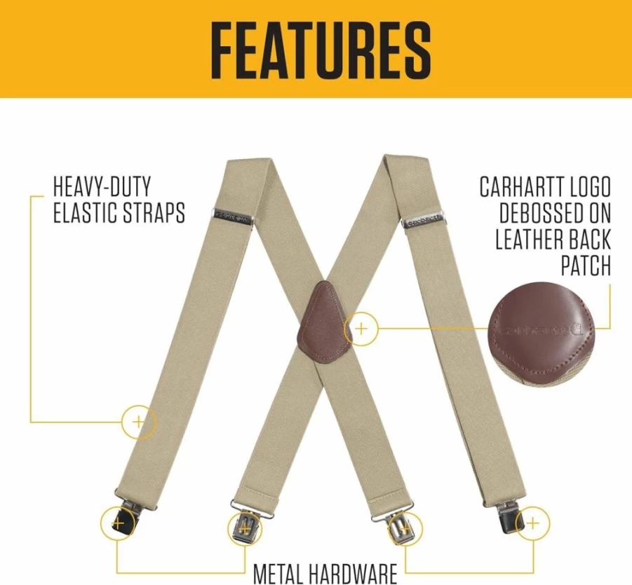 Carhartt Men's Rugged Flex Elastic Two-Tone Suspenders - Adjustable Work Suspenders for Durable Comfort
