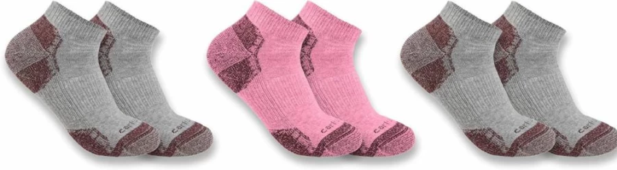 Carhartt Women's 3-Pack Midweight Cotton Blend Low-Cut Socks for Comfort & Durability