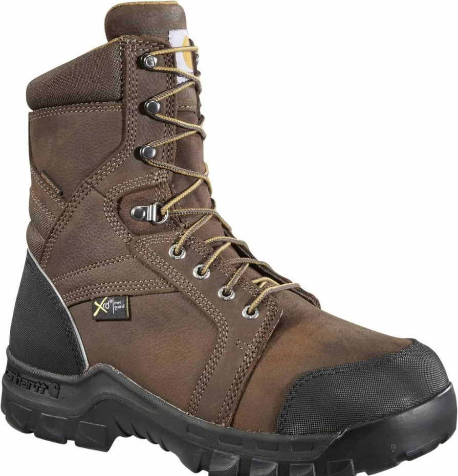 Carhartt Men's Rugged Flex Waterproof Steel Toe Work Boot - 8 Inch Safety Boots for Construction & Outdoor Work
