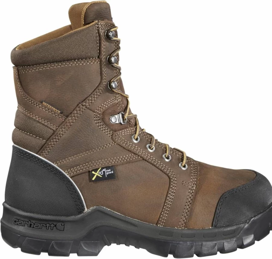 Carhartt Men's Rugged Flex Waterproof Steel Toe Work Boot - 8 Inch Safety Boots for Construction & Outdoor Work