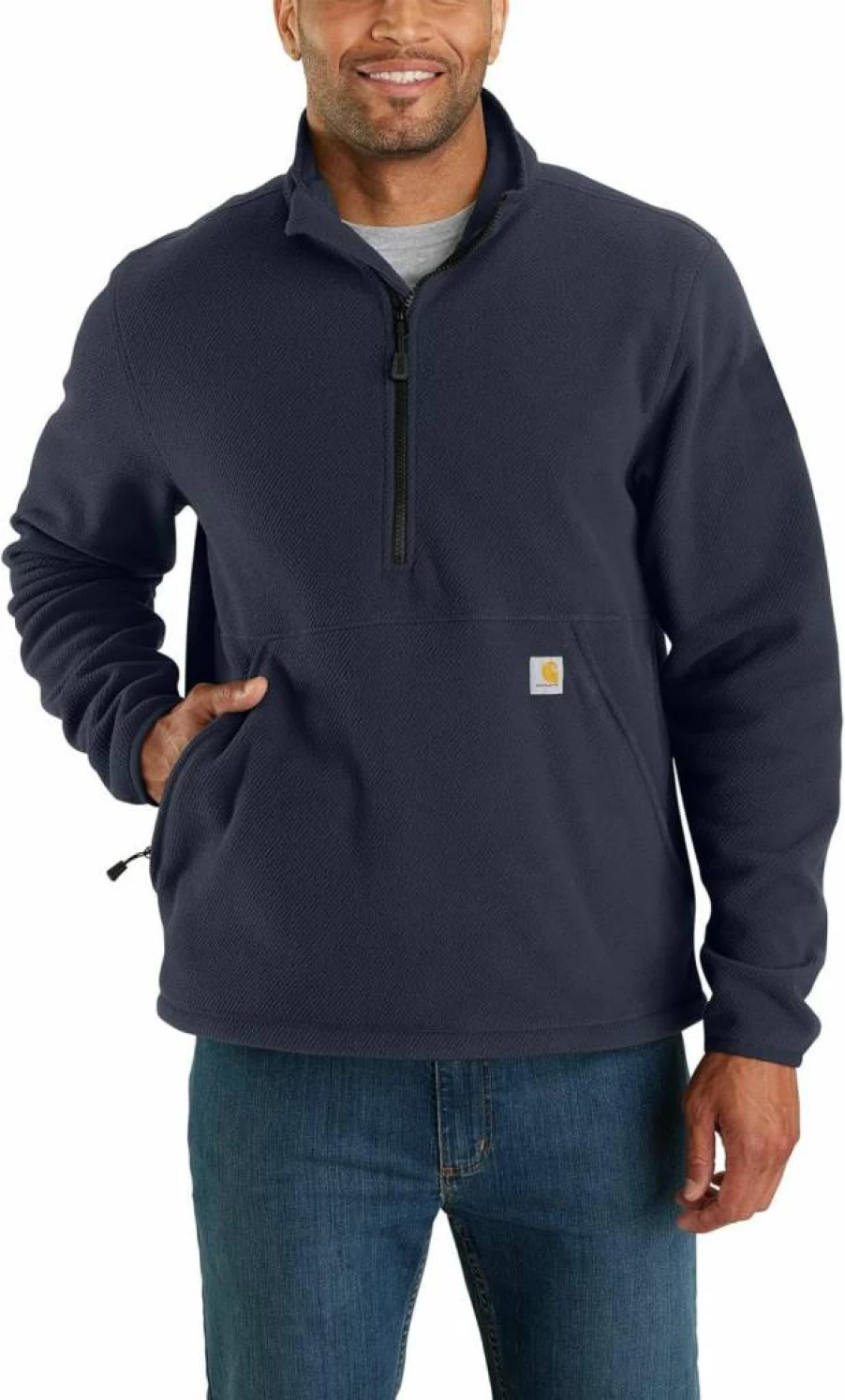 Carhartt Men's Relaxed Fit Half-Zip Fleece Sweatshirt - Durable Workwear Pullover