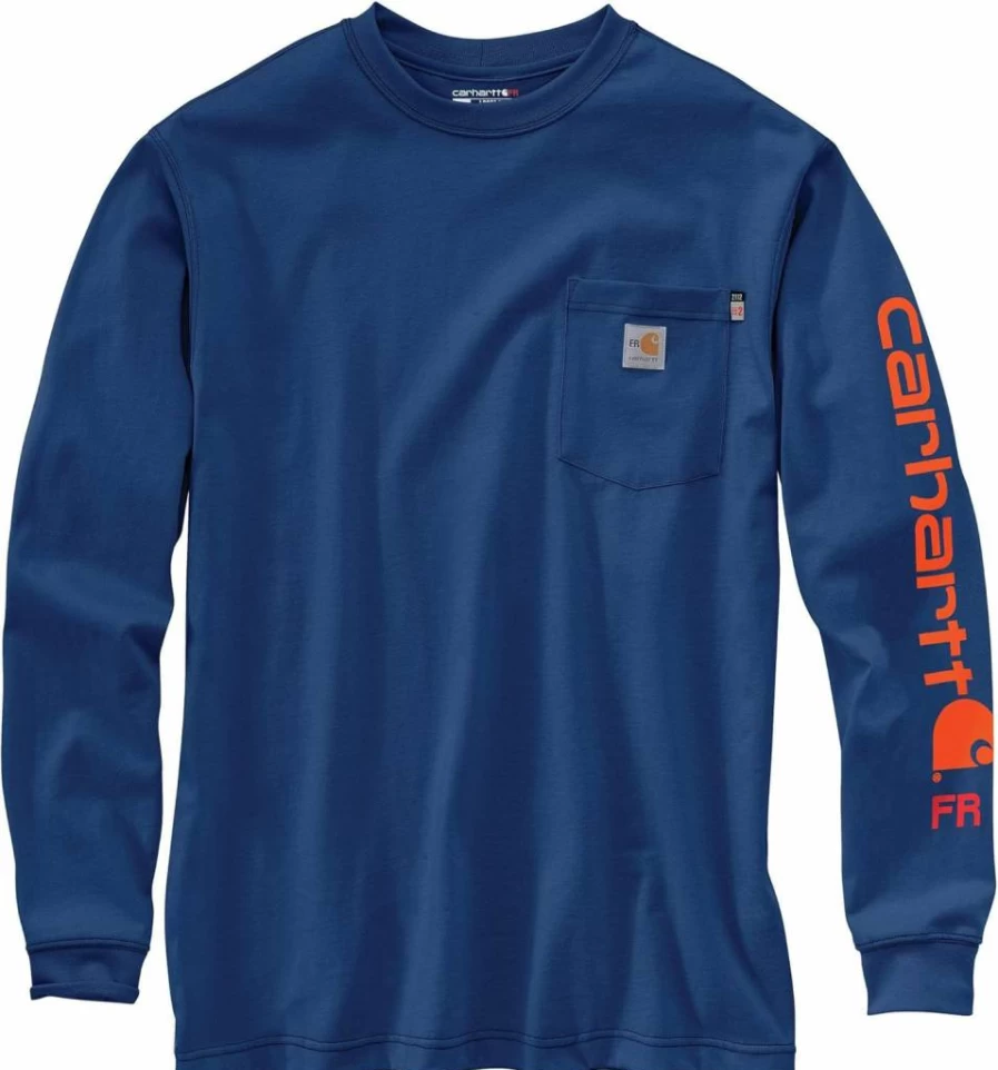 Carhartt Men's Flame Resistant Loose Fit Lightweight Long Sleeve Graphic T-Shirt with Logo