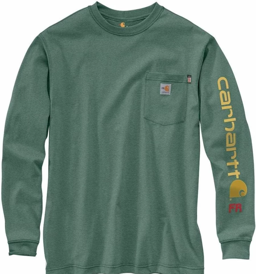 Carhartt Men's Flame Resistant Loose Fit Lightweight Long Sleeve Graphic T-Shirt with Logo