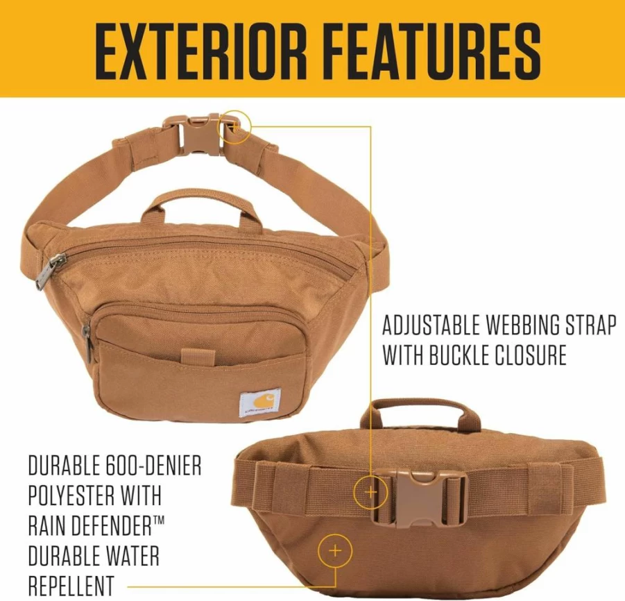 Carhartt Adjustable Water-Resistant Waist Pack – Durable Hip Bag for Men & Women